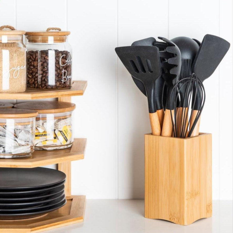 10-piece Silicone Utensil Set BLACK - Little Label Co - Kitchen Utensil Sets - 40%,Catchoftheday,Kitchen Organisation,Silicone Utensil