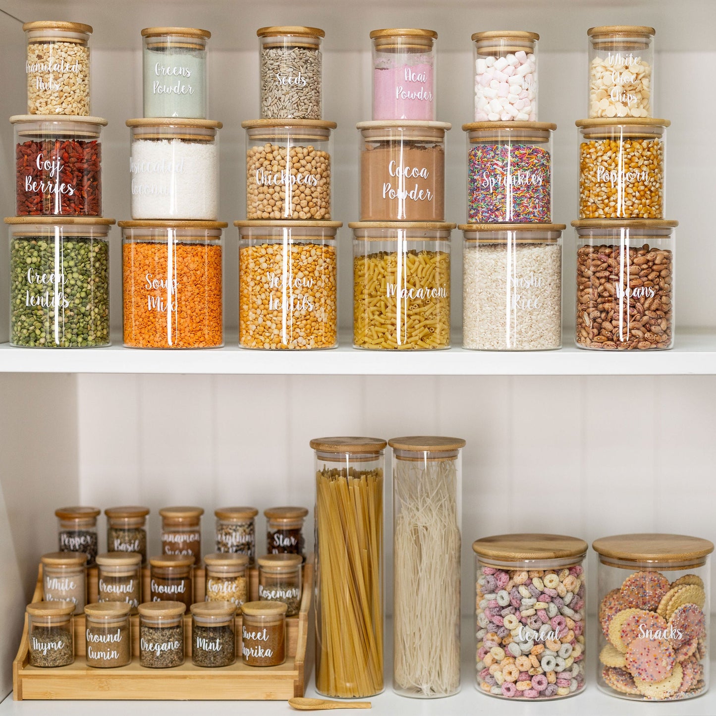 Bamboo Glass Deluxe Pack for pantry organisation and food storage.