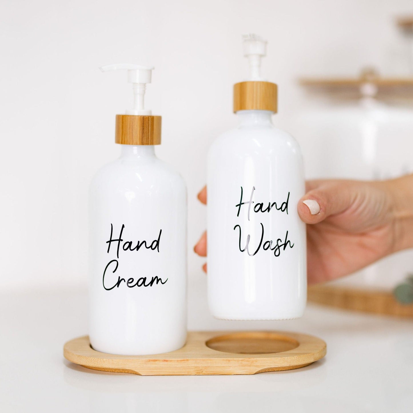 White Glass Pump Bottle - 500ml
