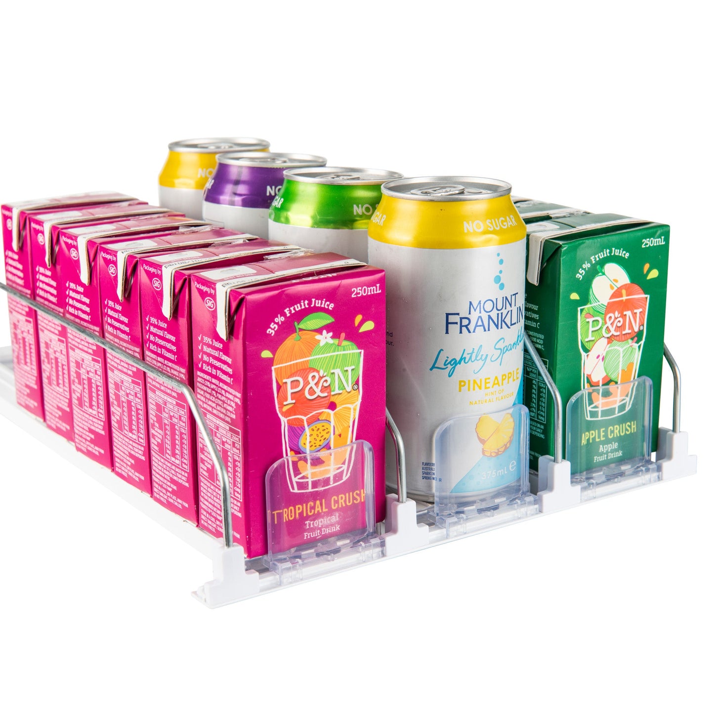 Sliding Can Dispenser for fridge organisation.