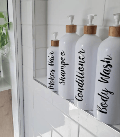 500ml Plastic Pump Bottle (White) - Little Label Co - Bathroom Accessories - 20%,Bathroom & Cleaning,Bathroom Organisation,Catchoftheday,Kitchen Organisation,Laundry Organisation,Refillable Bottles