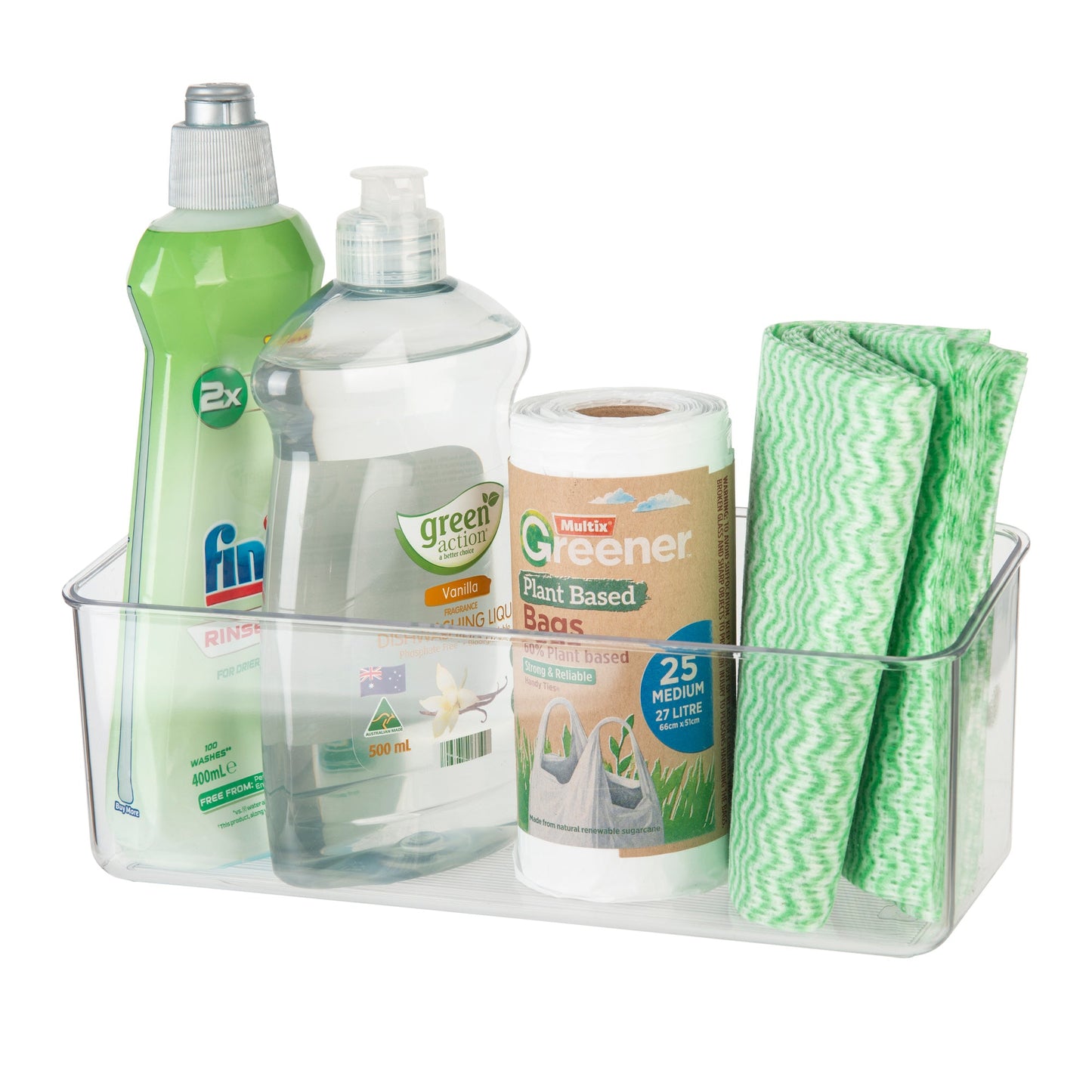 Clear Wall Mount Adhesive Storage Container - Wide for kitchen organisation.