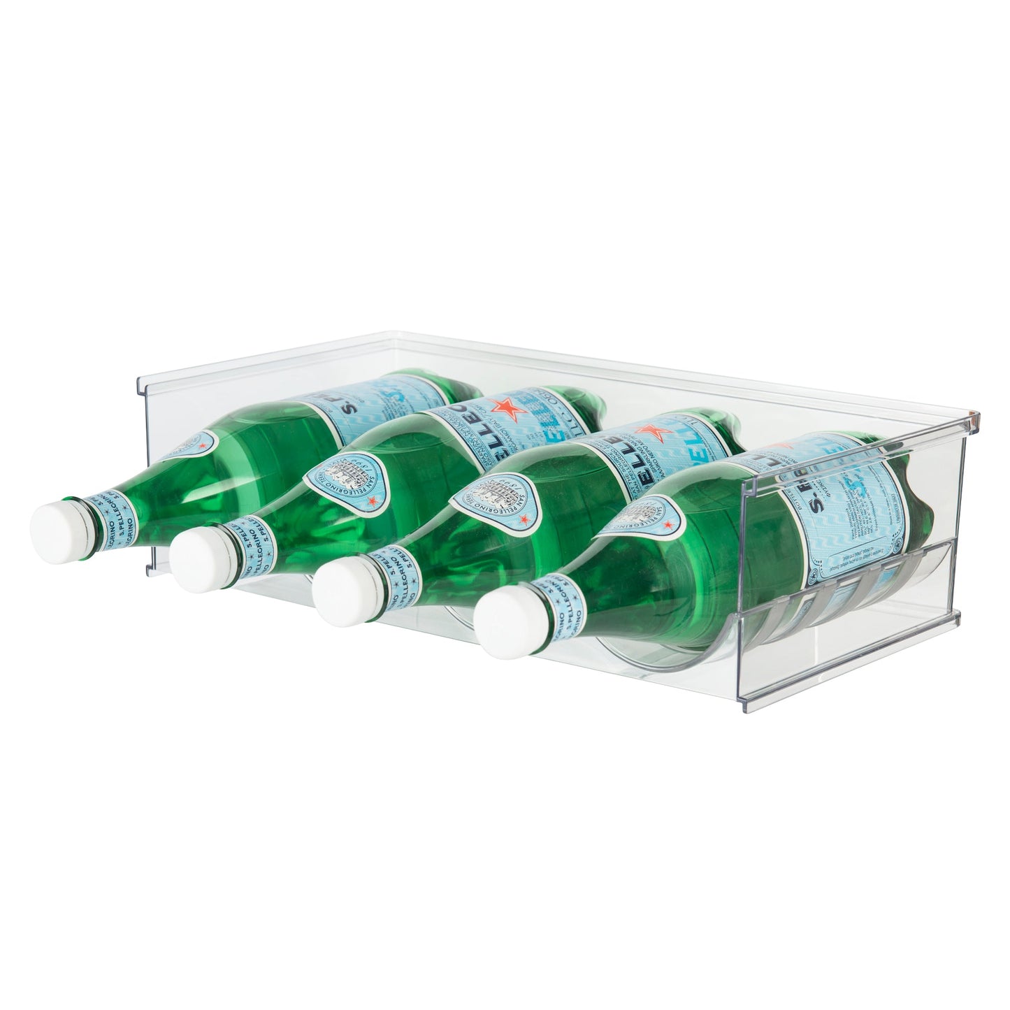 Large bottle organisation for pantry and fridge storage.