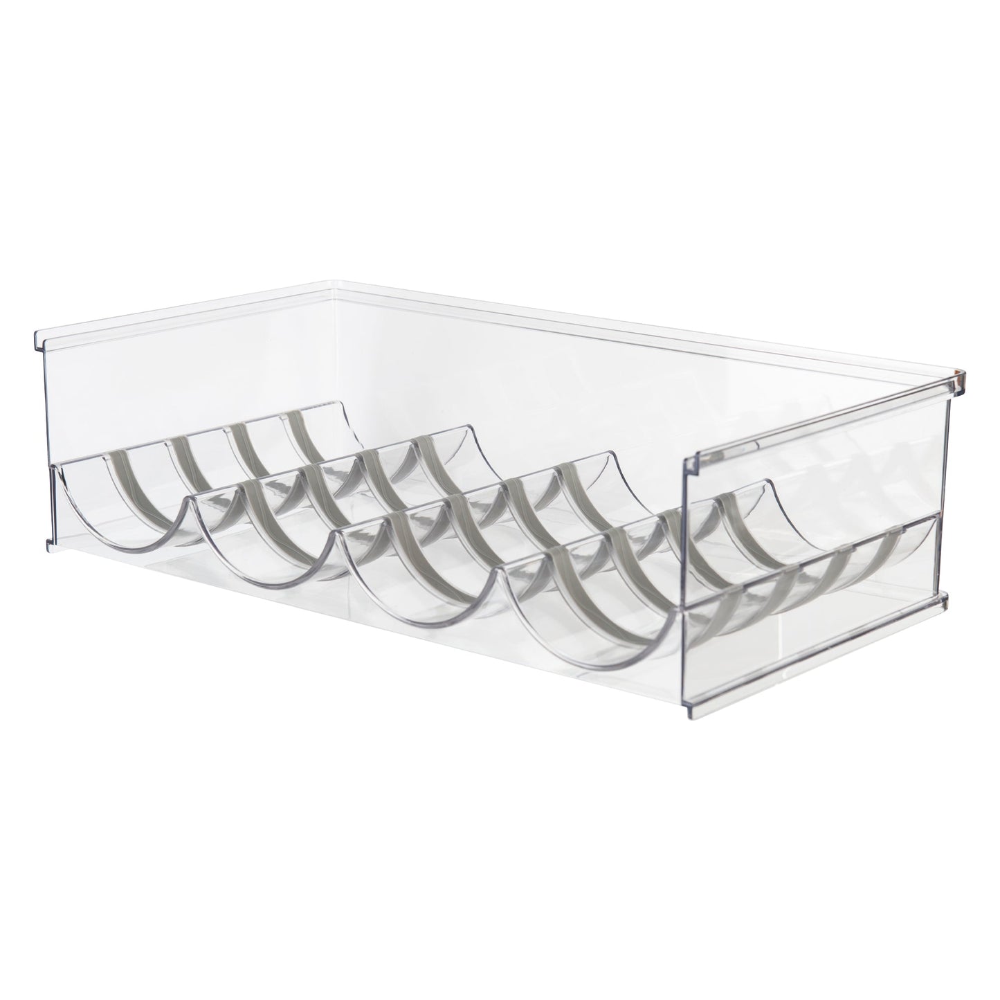 Large bottle organisation for pantry and fridge storage.