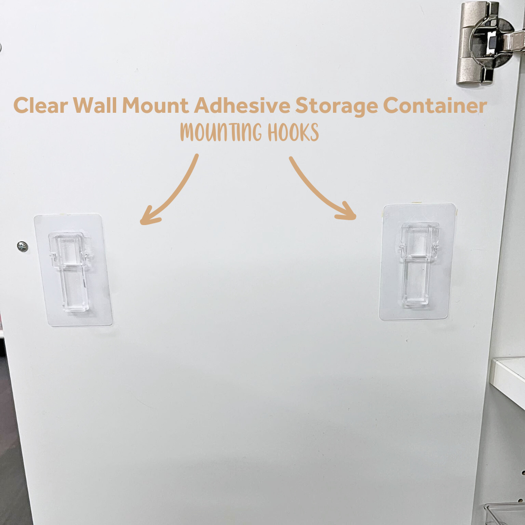 Clear Wall Mount Adhesive Storage Container - Wide for kitchen organisation.