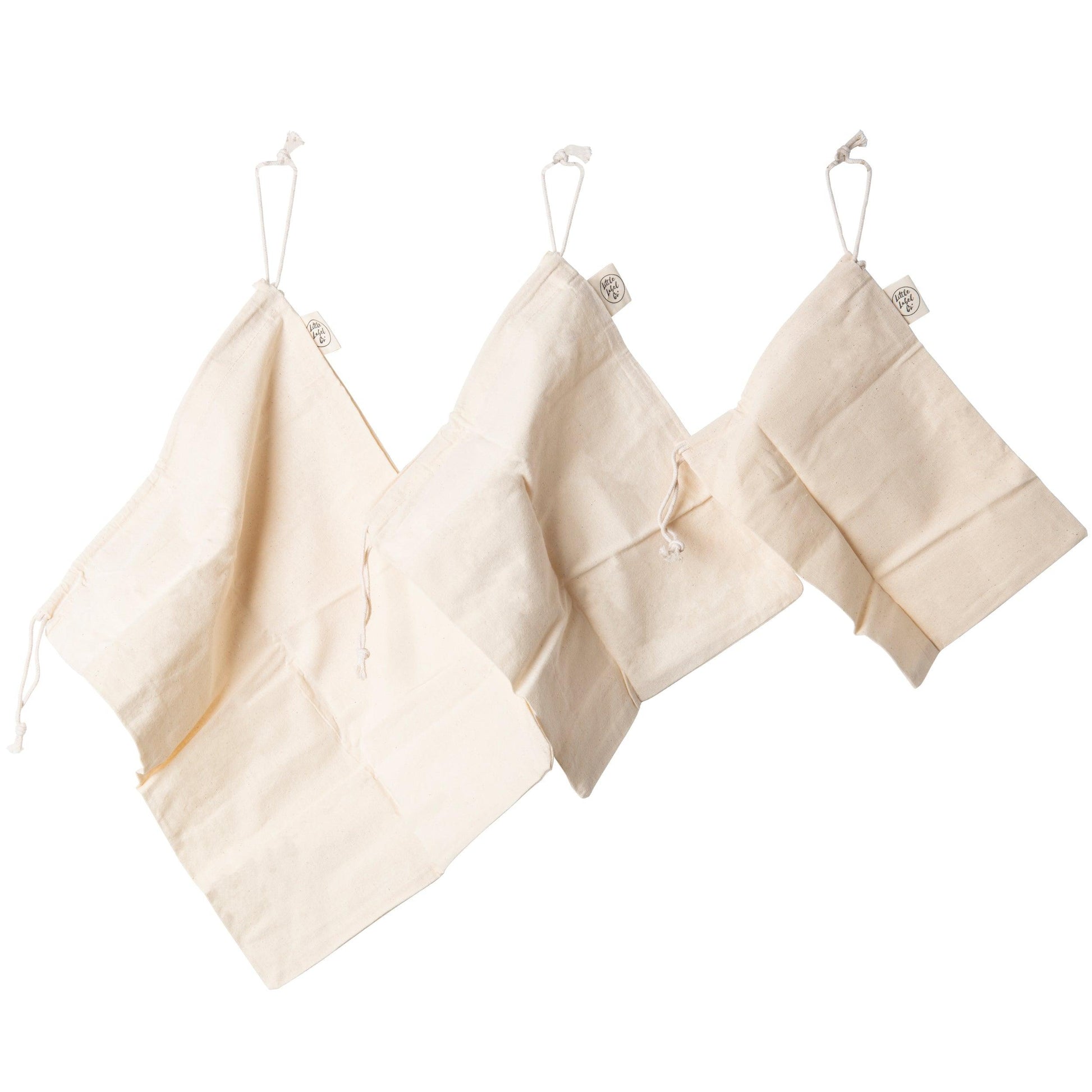 Cotton Bags with Drawstring (3 pack) - Little Label Co - Food Storage Bags - 60%, Catchoftheday