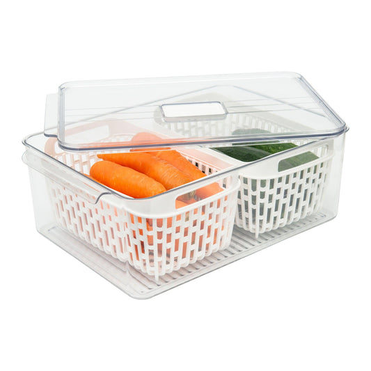 Fridge Storage Container with Basket (Double) - Little Label Co - Food Storage Containers - 30%