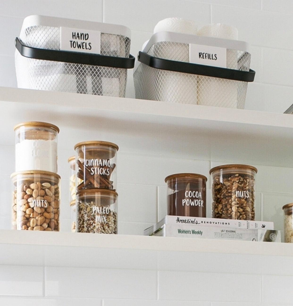 Pantry Container for food storage 500ml glass jar with bamboo lid. home organisation pantry jar