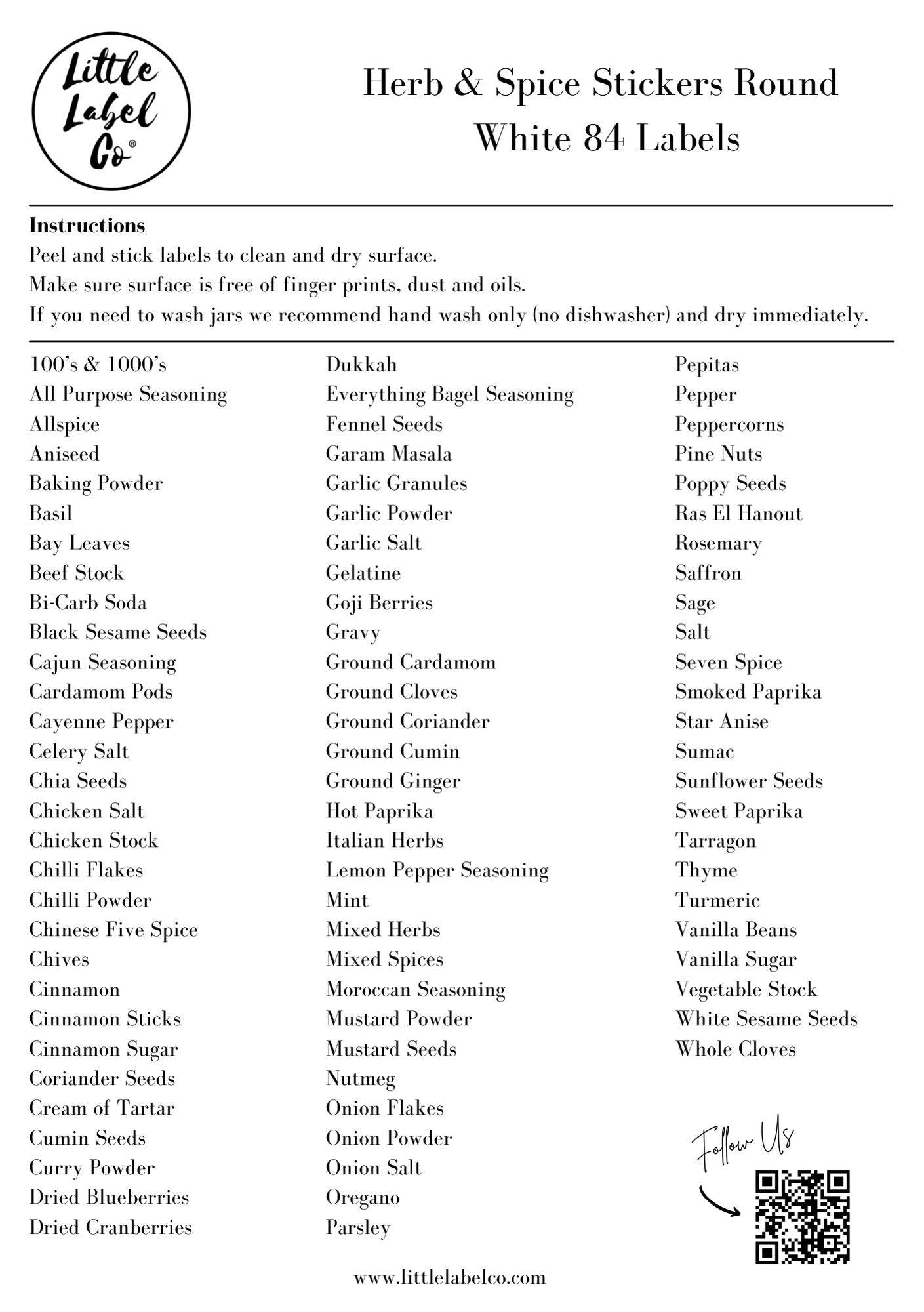 Herb & Spice Stickers (84 Labels) Black or White - Little Label Co - Labels & Tags - 60%, Catchoftheday