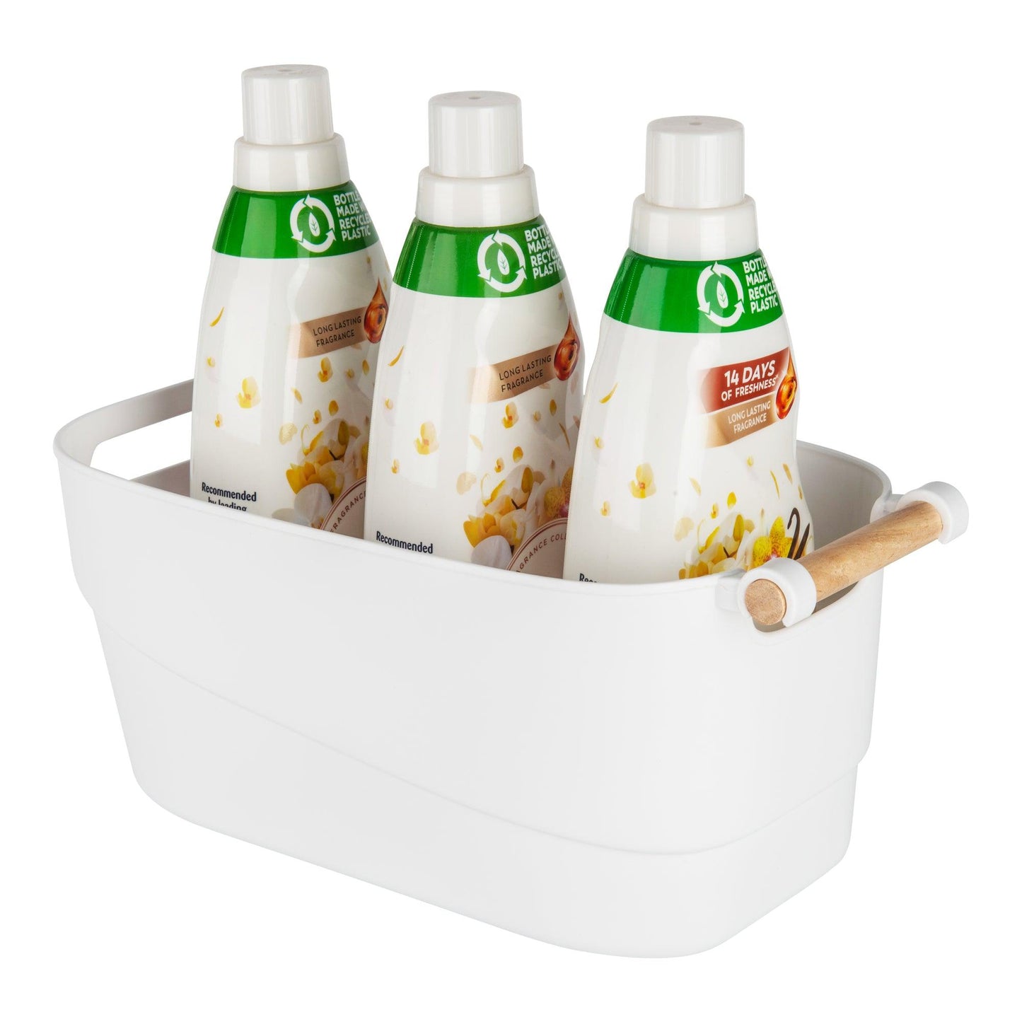 Medium White Storage Tub with Wooden Handle - Little Label Co - New to Store -