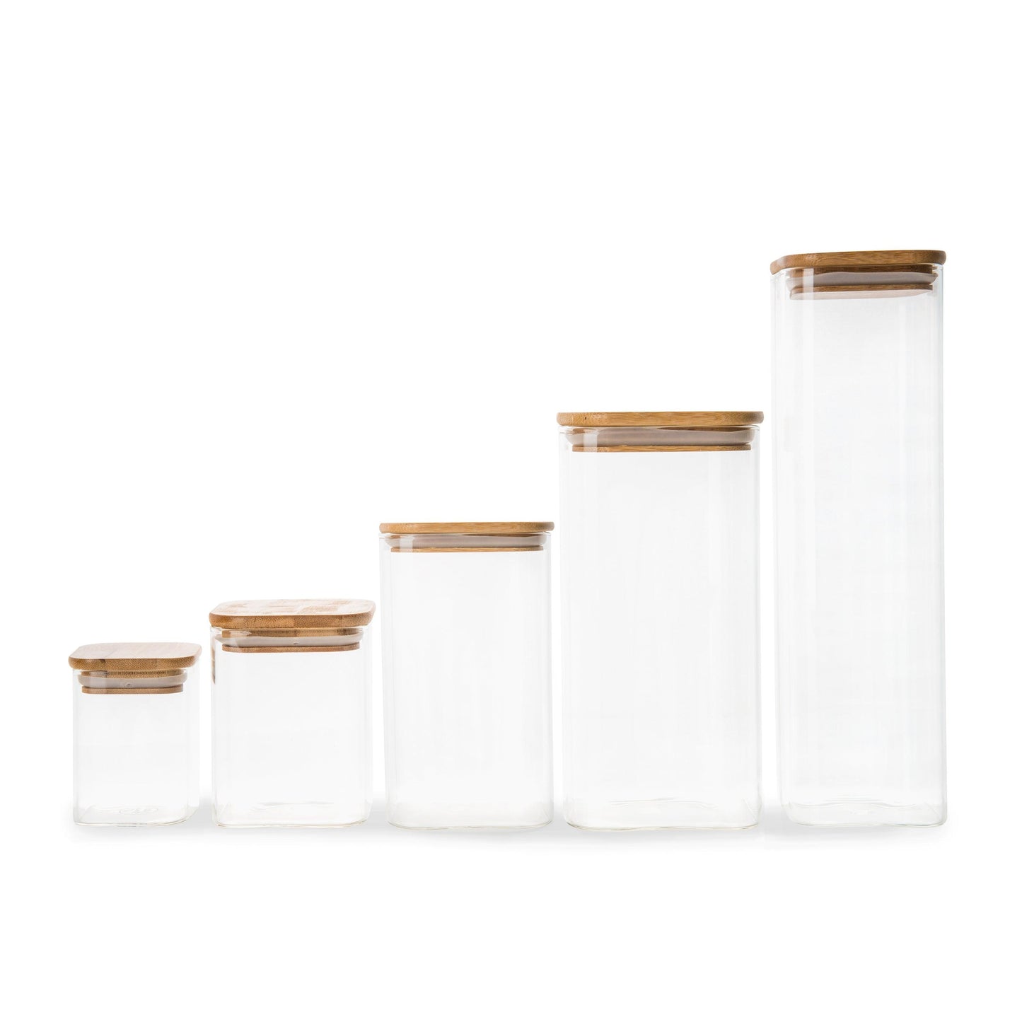 Square Glass and Bamboo Storage Jar 500ml - Little Label Co - Food Storage Containers - 20%, Food Storage Containers
