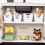 Medium White Storage Tub with Wooden Handle