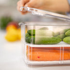 Fridge Organiser with Drainage Plug - Set of 2 for Fridge storage and organisation. Keep your food fresher in our storage containers.  Great for Meal Prep and Fridge organisation