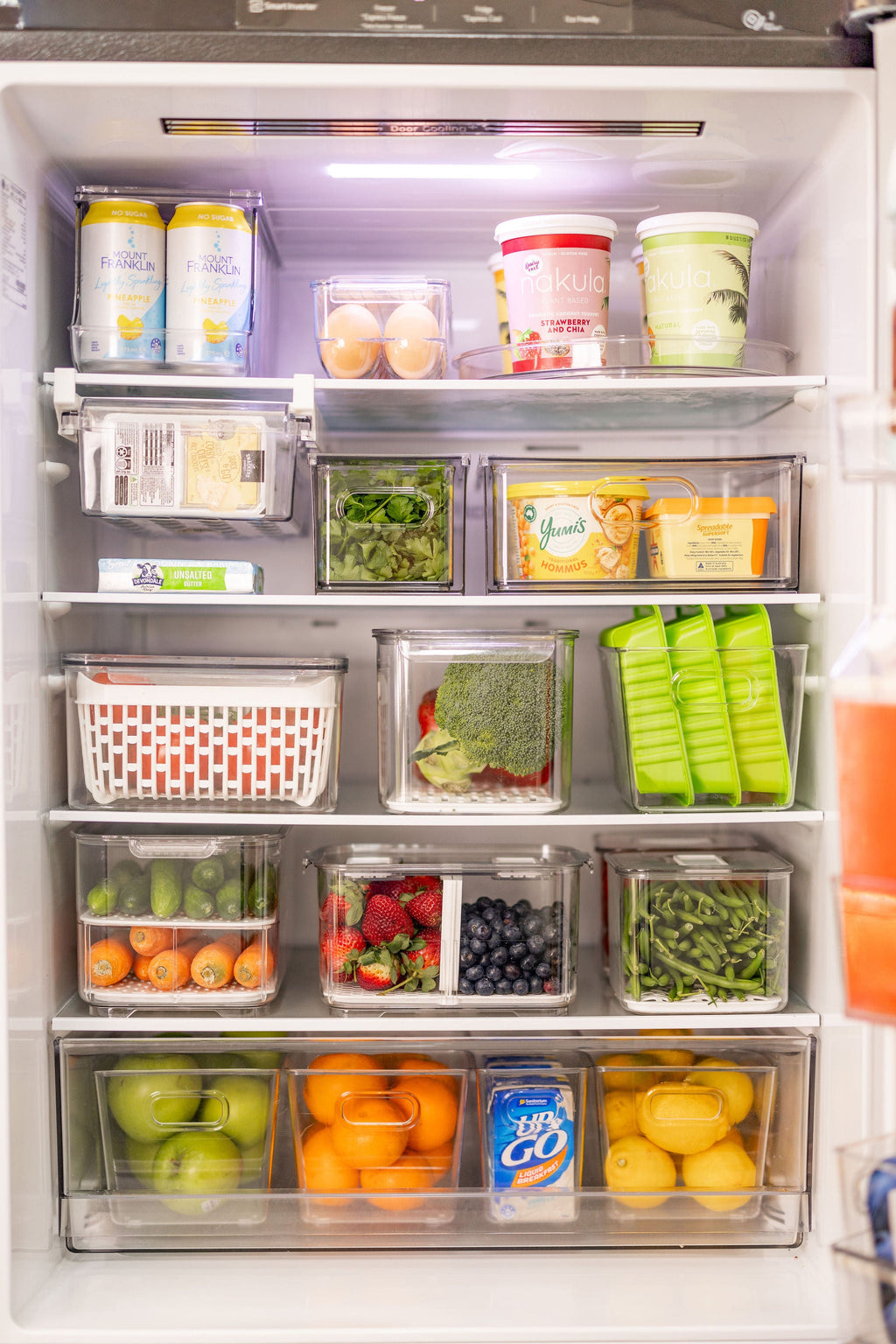 Fridge Organiser with Drainage Plug - Set of 2 for Fridge storage and organisation. Keep your food fresher in our storage containers.  Great for Meal Prep and Fridge organisation