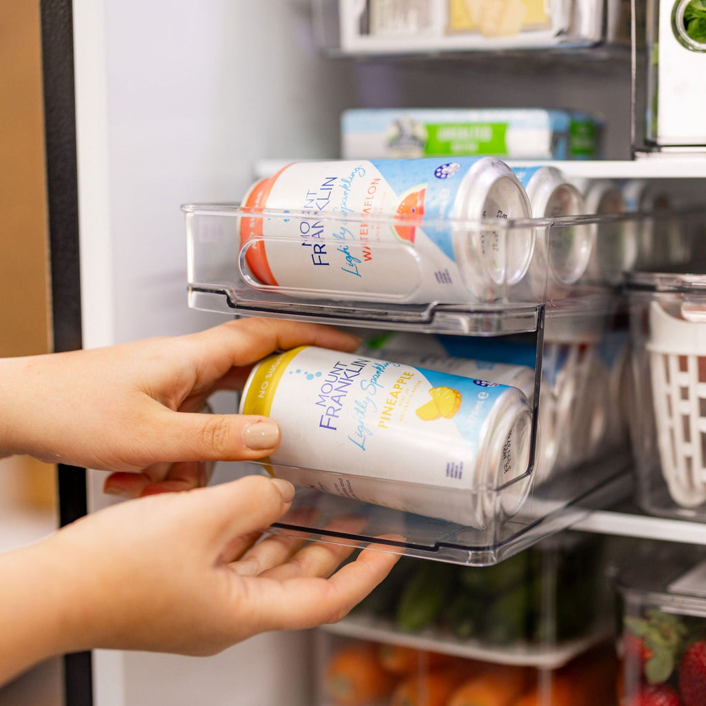 2 Level Rotating Can Organiser Large Cans - for fridge organisation and pantry storage.