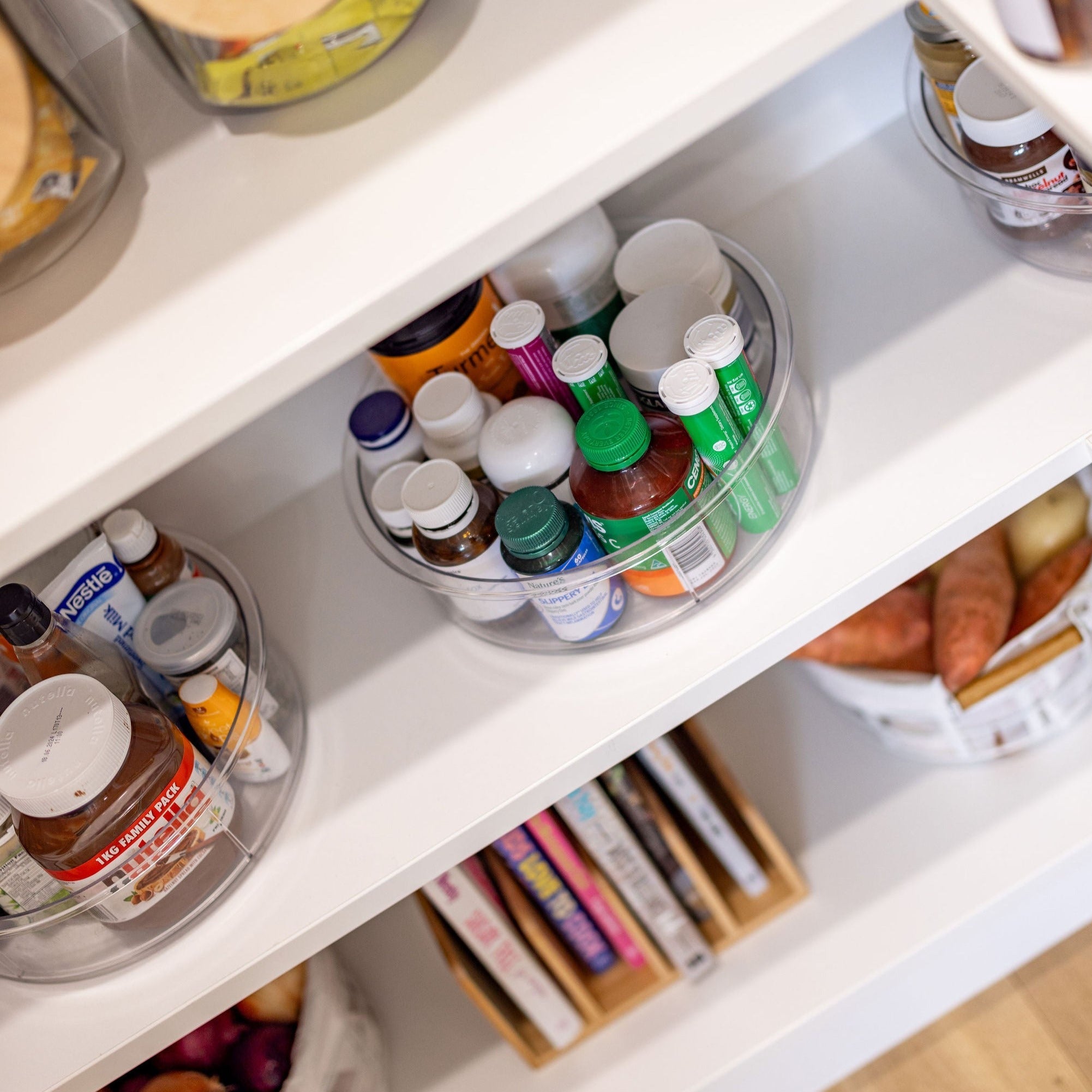 Clear Turntable Lazy Susan Tray with Dividers