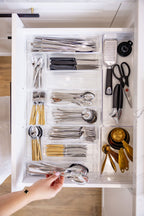 Clear Drawer Organiser Trays - Individuals - Little Label Co - Drawer organiser Drawer organisers Drawer Dividers Draw dividers Kitchen organisation Stationary Organisation
