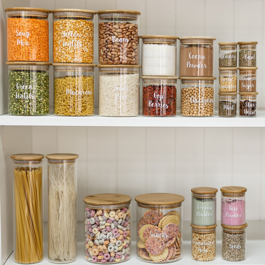 Glass Storage Jar with Bamboo Lid - 1L (3 Pack)