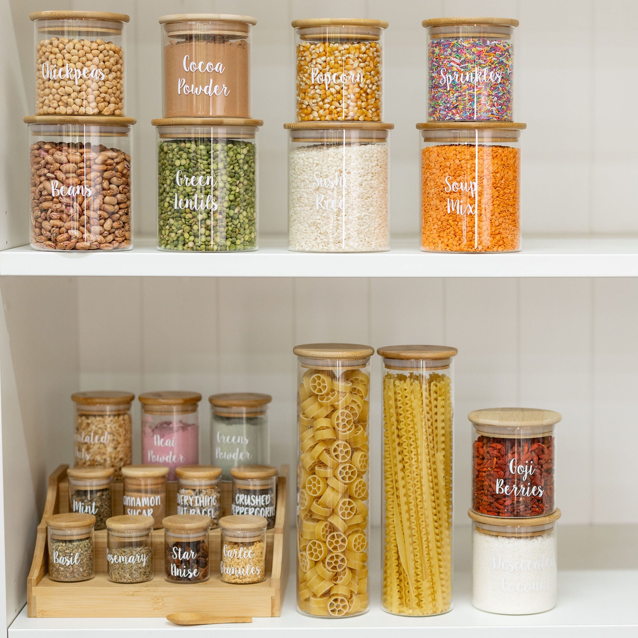 Glass Storage Jar with Bamboo Lid - 1L (3 Pack)