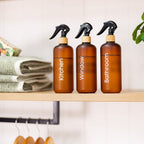 Brown Frost Bottle with Bamboo Spray - 500ml - Little Label Co The Home of Organisation For Kitchen, Bathroom, Laundry & More