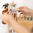 Store your liquids in style with our 1L glass bottle with bamboo twine lid. It is the perfect addition for a more organised laundry. 