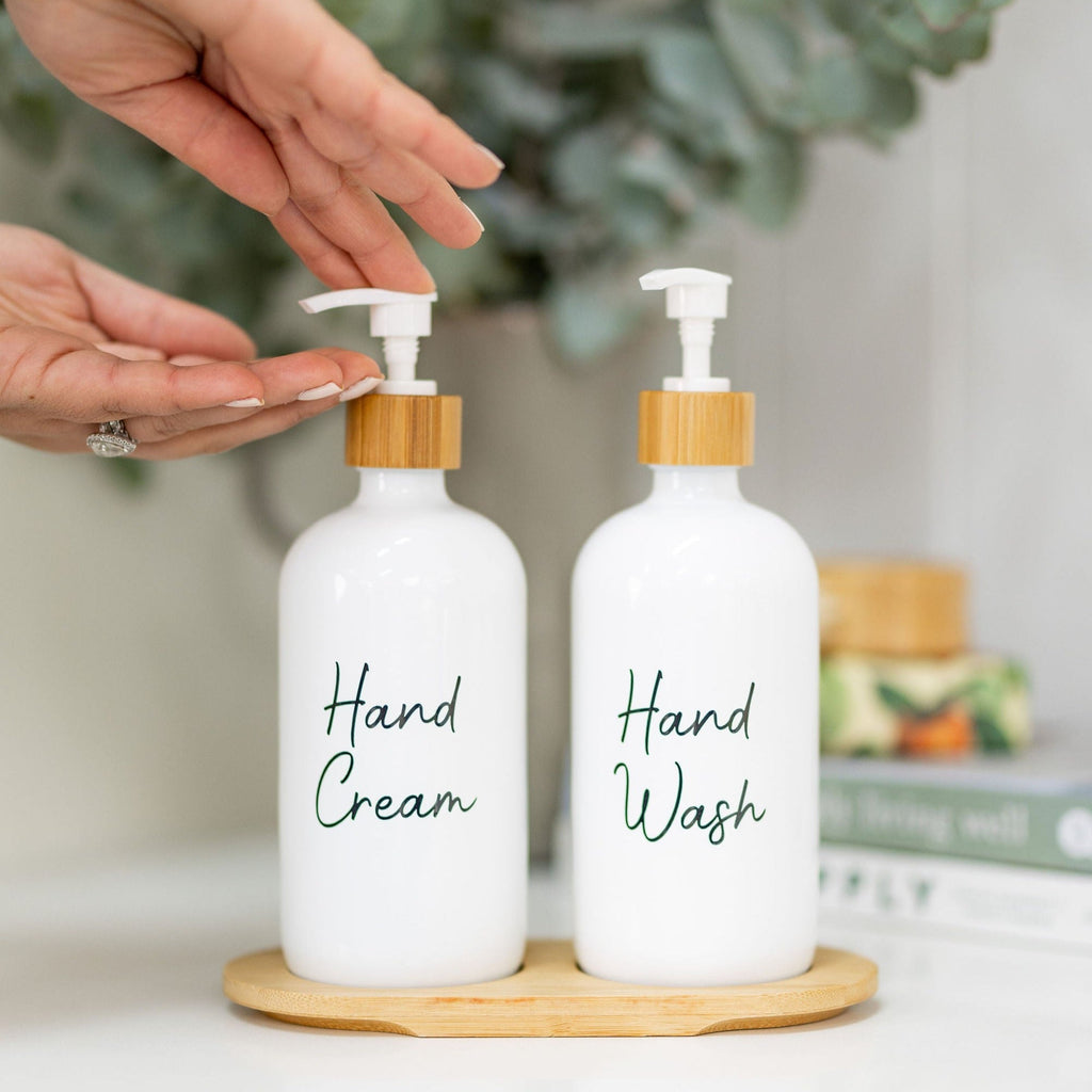 White Glass Pump Bottle - 500ml
