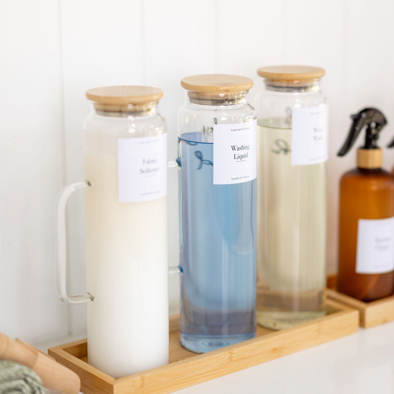 Glass Laundry Liquid Bottle with Handle - 1L