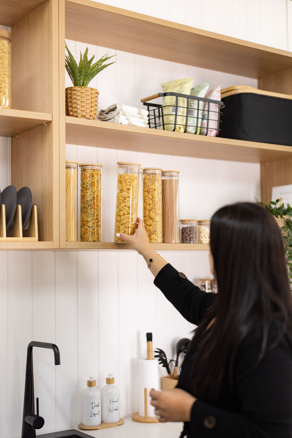 Tall Bamboo Glass Storage Jar - 1.2L