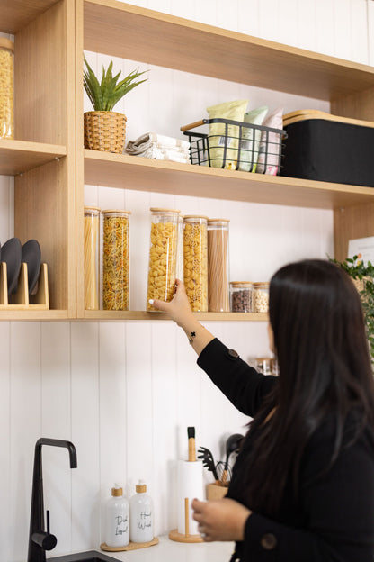 Tall Bamboo Glass Storage Jar - 1.2L