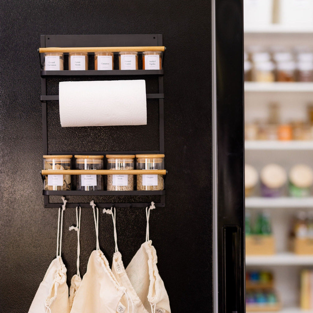 Pantry Container for herb and spice storage 200ml glass jar with bamboo lid. home organisation pantry jar for spice rack 