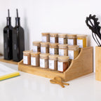 Large Bamboo Spice Rack with 15 x 75ml Herb & Spice Jars Pack