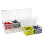 Condiment serving container with 4 inserts and tongs