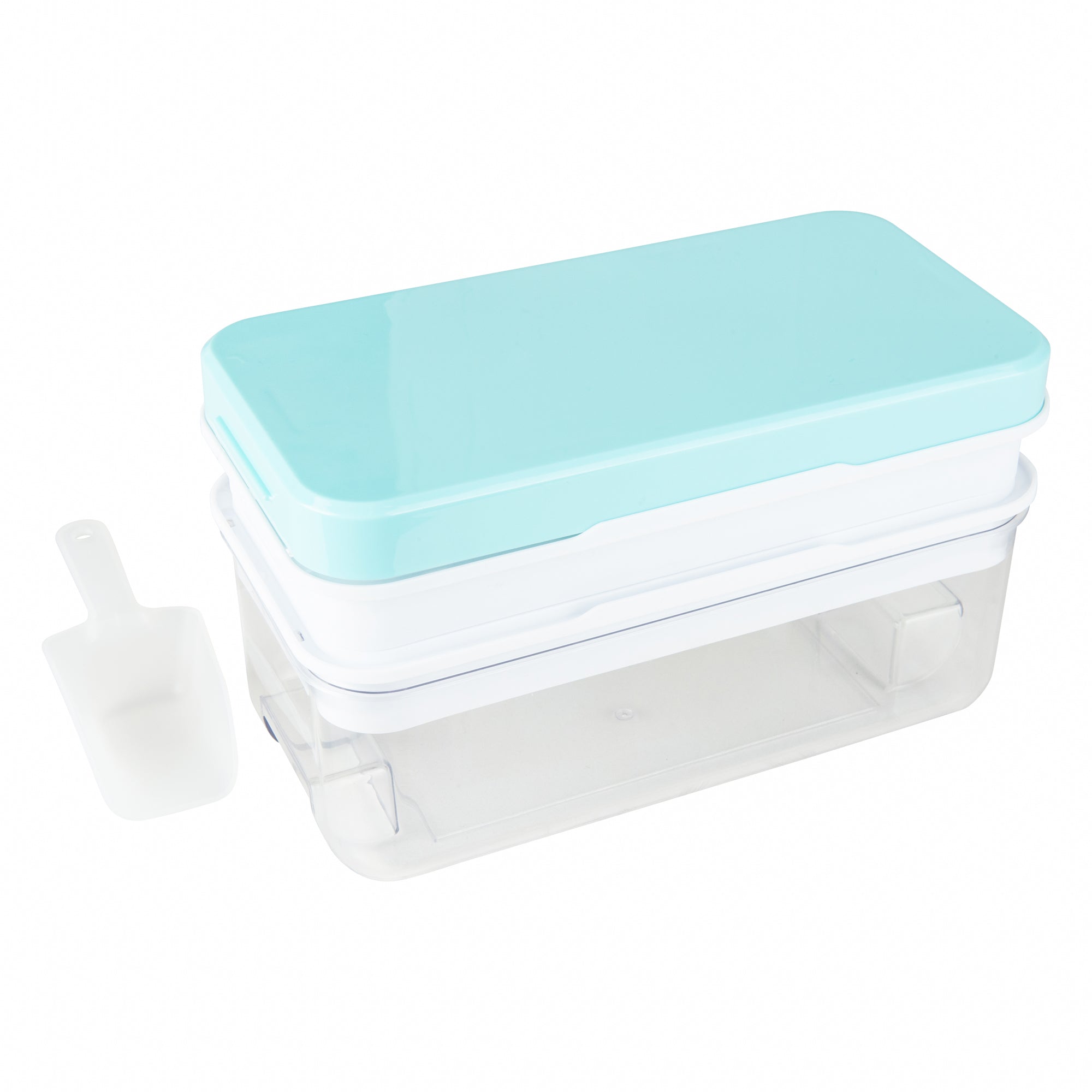 One push ice cube tray with storage box
