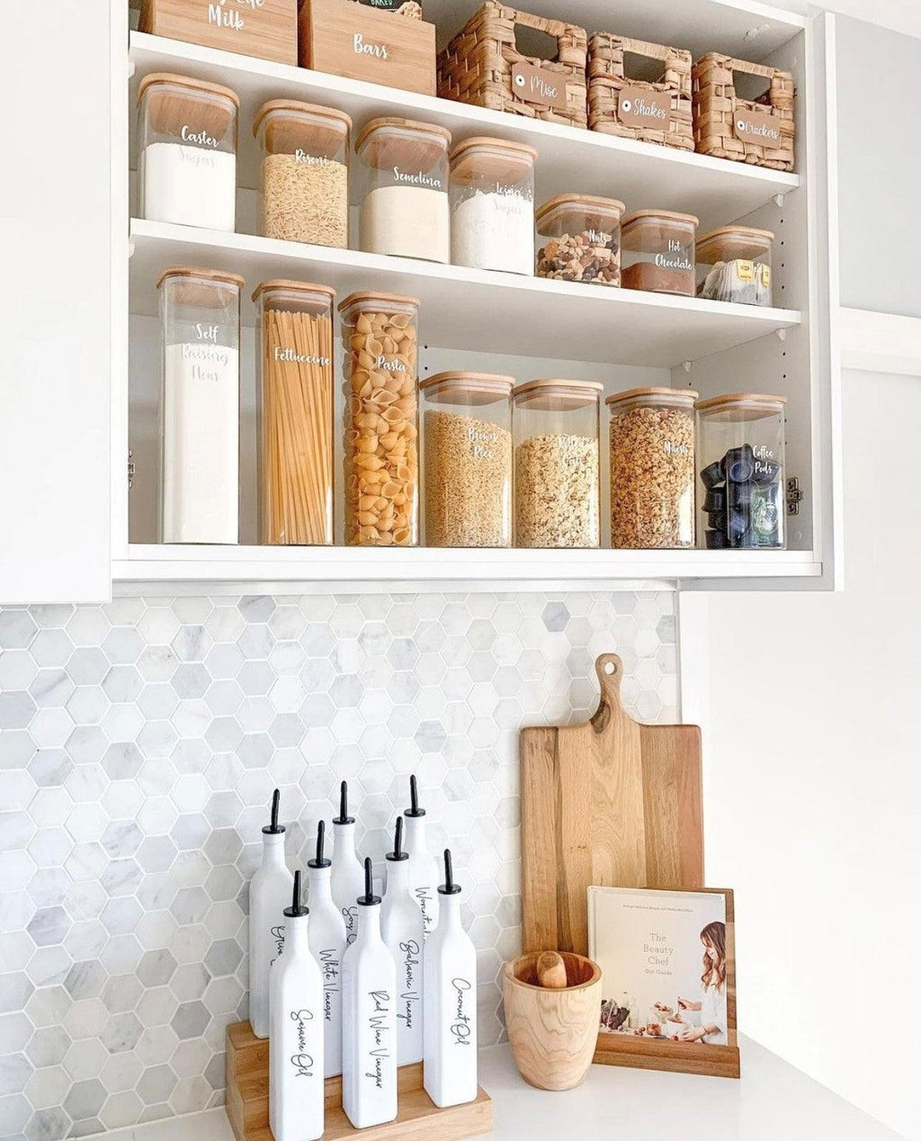 500ml Oil & Vinegar Bottles WHITE - Little Label Co - Oil & Vinegar Dispensers - 20%,Catchoftheday,Kitchen Organisation,Oil & Vinegar Bottles,Pantry Organisation