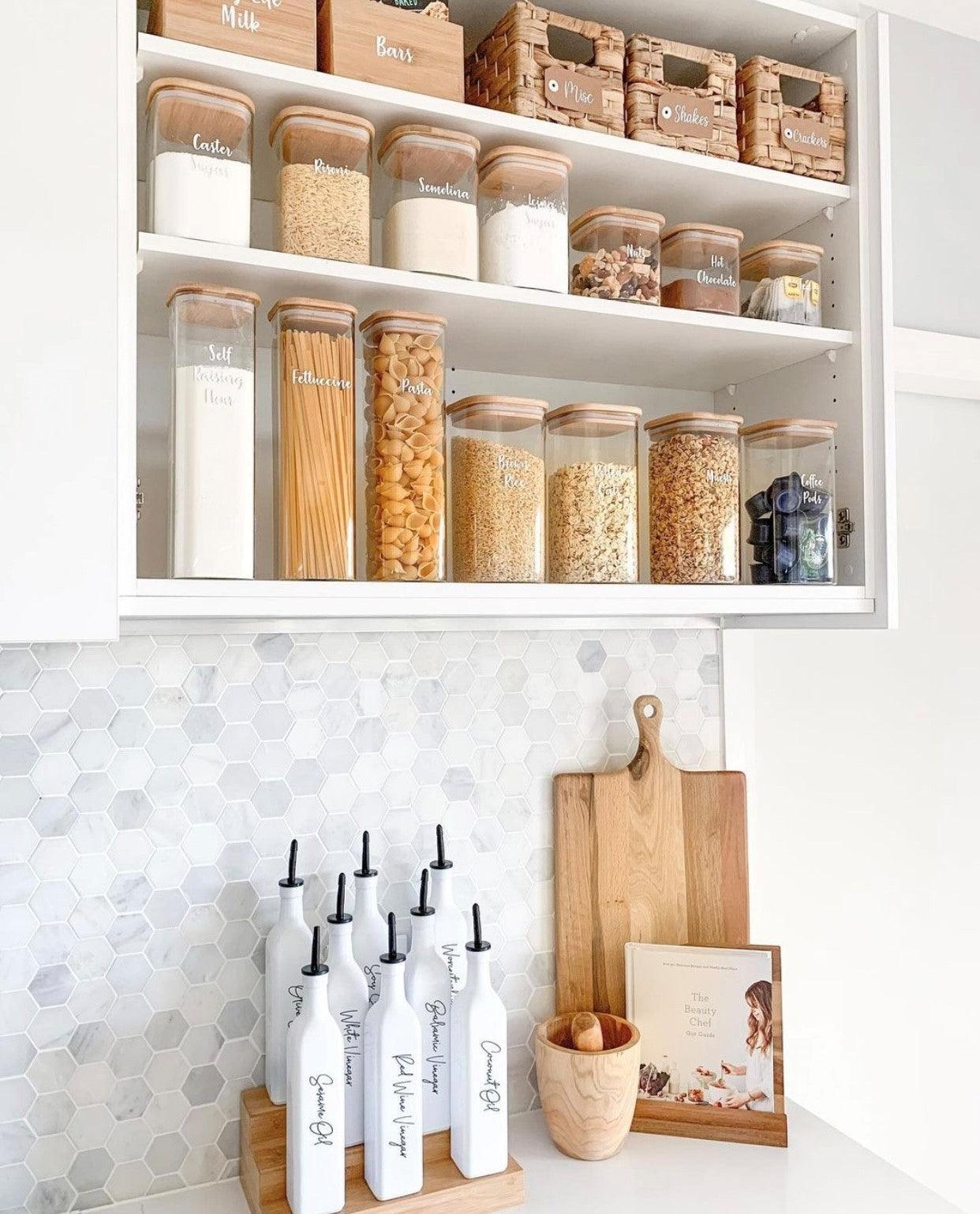 500ml Oil & Vinegar Bottles WHITE - Little Label Co - Oil & Vinegar Dispensers - 20%,Catchoftheday,Kitchen Organisation,Oil & Vinegar Bottles,Pantry Organisation