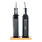 500ml Oil & Vinegar bottles with Bamboo tray BLACK - Little Label Co - Oil & Vinegar Dispensers - bundle,Catchoftheday,Kitchen Organisation,Oil & Vinegar Bottles,Pantry Organisation,Value Packs