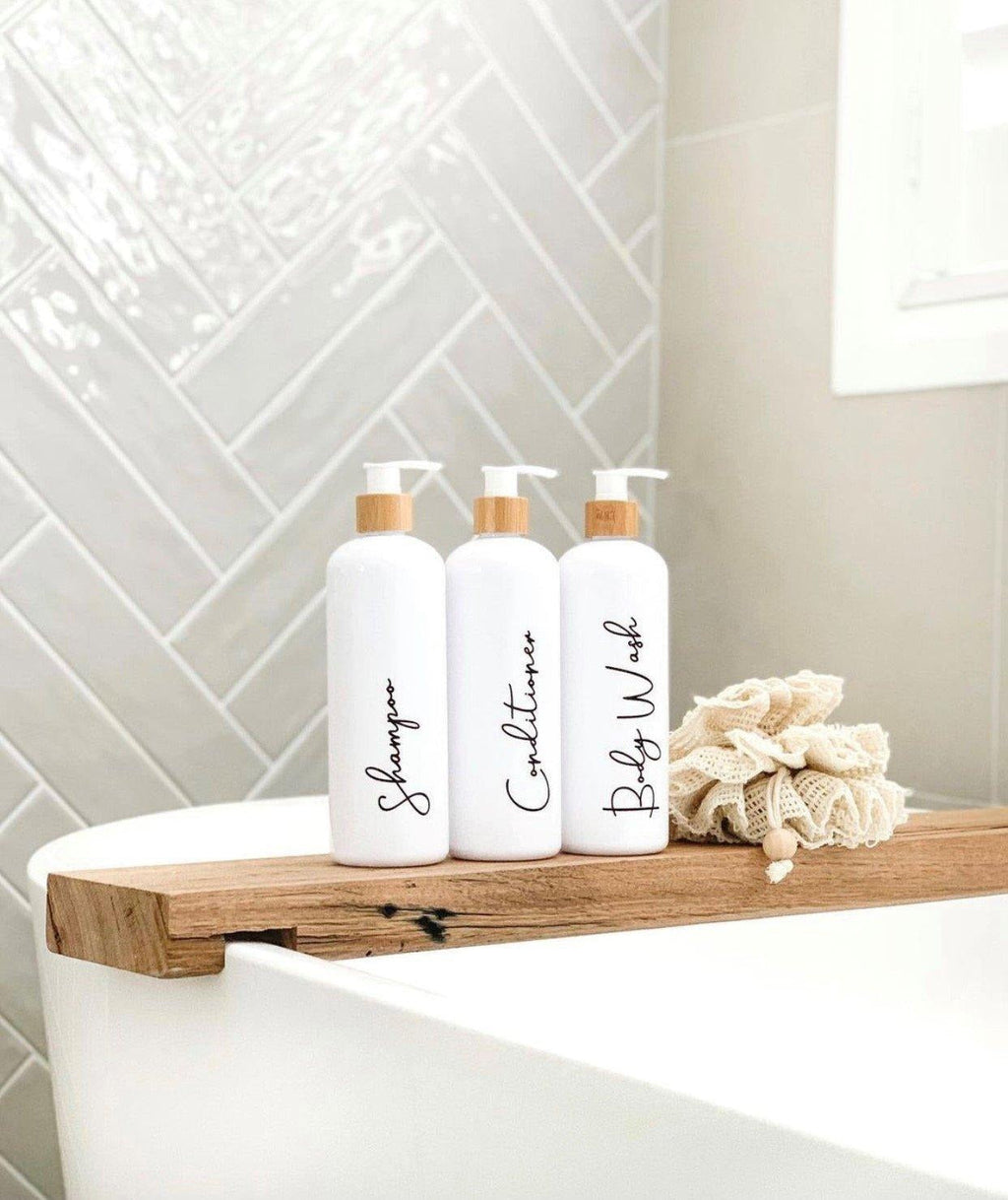 500ml Plastic Pump Bottle (White) - Little Label Co - Bathroom Accessories - 20%,Bathroom & Cleaning,Bathroom Organisation,Catchoftheday,Kitchen Organisation,Laundry Organisation,Refillable Bottles