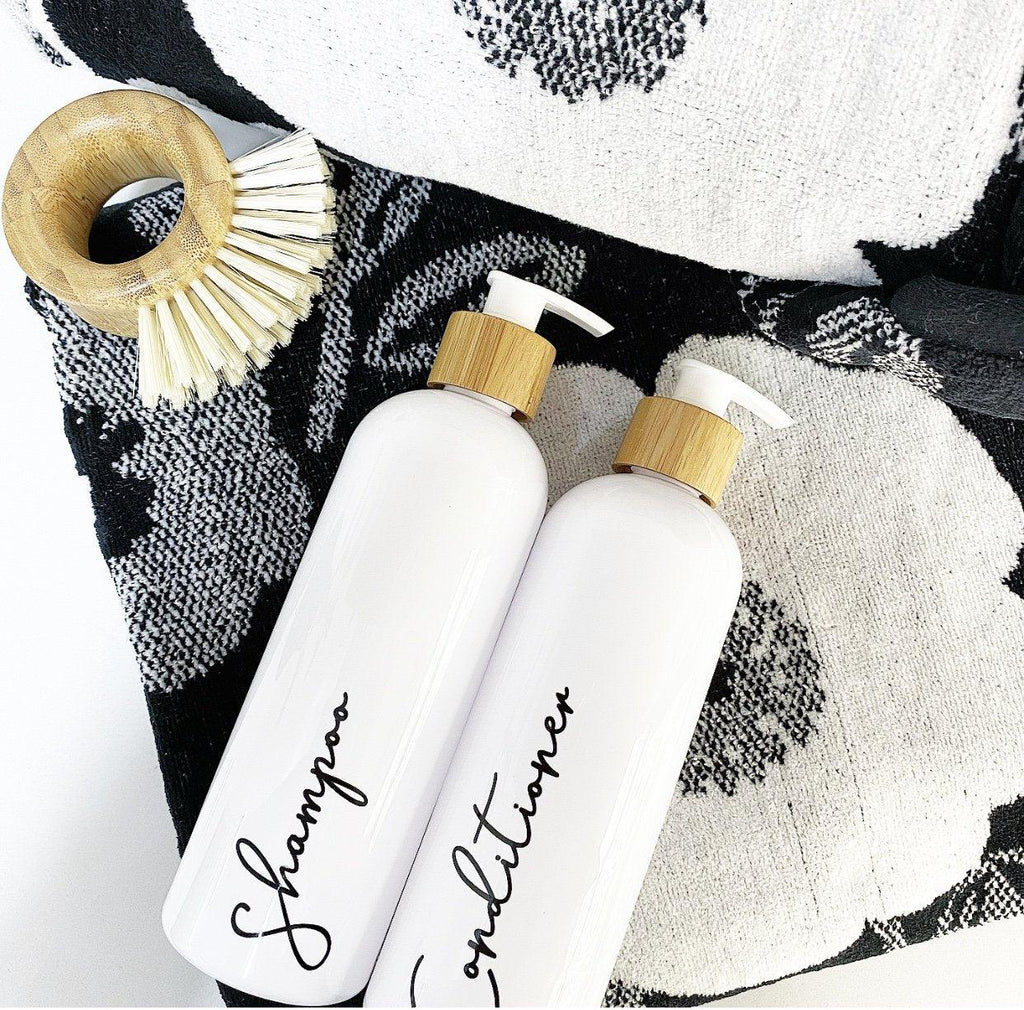 500ml Plastic Pump Bottle (White) - Little Label Co - Bathroom Accessories - 20%,Bathroom & Cleaning,Bathroom Organisation,Catchoftheday,Kitchen Organisation,Laundry Organisation,Refillable Bottles