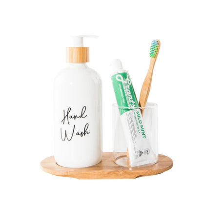500ml White Glass Pump Bottle - Little Label Co - Soap & Lotion Dispensers - 20%, Bathroom & Cleaning, Bathroom Organisation, Kitchen Organisation, Laundry Organisation, Refillable Bottles