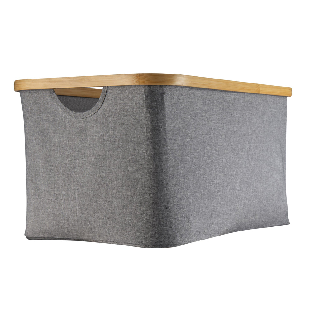 Dark Grey Linen Basket - Medium