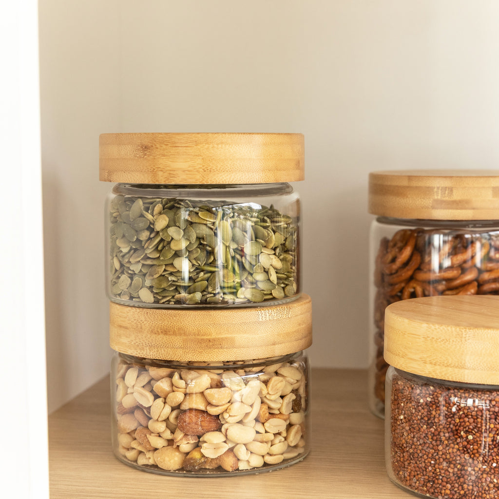 Deluxe Bamboo Glass Jar Pack - Little Label Co Australia - The Home of Organisation For Kitchen, Bathroom, Laundry & More