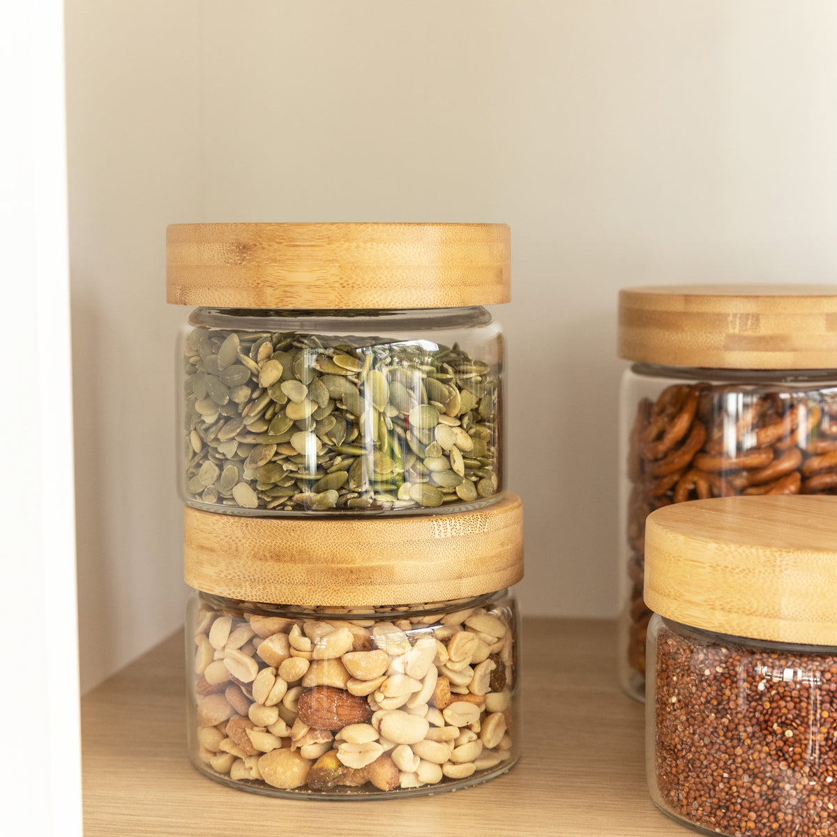 Deluxe Bamboo Glass Jar Pack - Little Label Co Australia - The Home of Organisation For Kitchen, Bathroom, Laundry & More