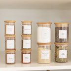 Bamboo Glass Jars Large Pantry Container Pack - Little Label Co Australia - The Home of Organisation For Kitchen, Bathroom, Laundry & More