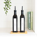 Black Oil & Vinegar bottles with Bamboo tray - 500ml - Little Label Co The Home of Organisation For Kitchen, Bathroom, Laundry & More
