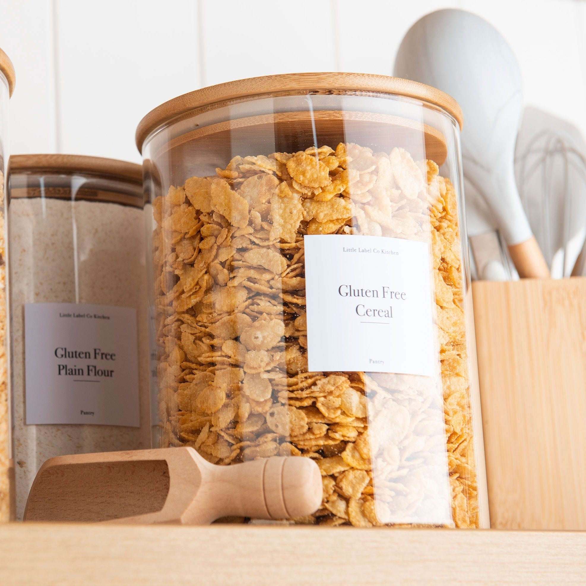 Pantry Container for food storage 3l glass jar with bamboo lid. home organisation pantry jar