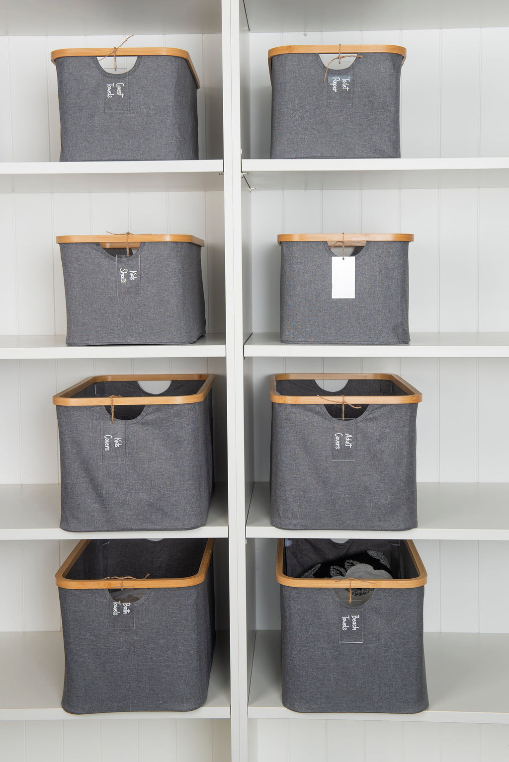 Dark Grey Linen Basket - Medium