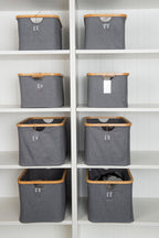 Dark Grey Linen Basket - Medium