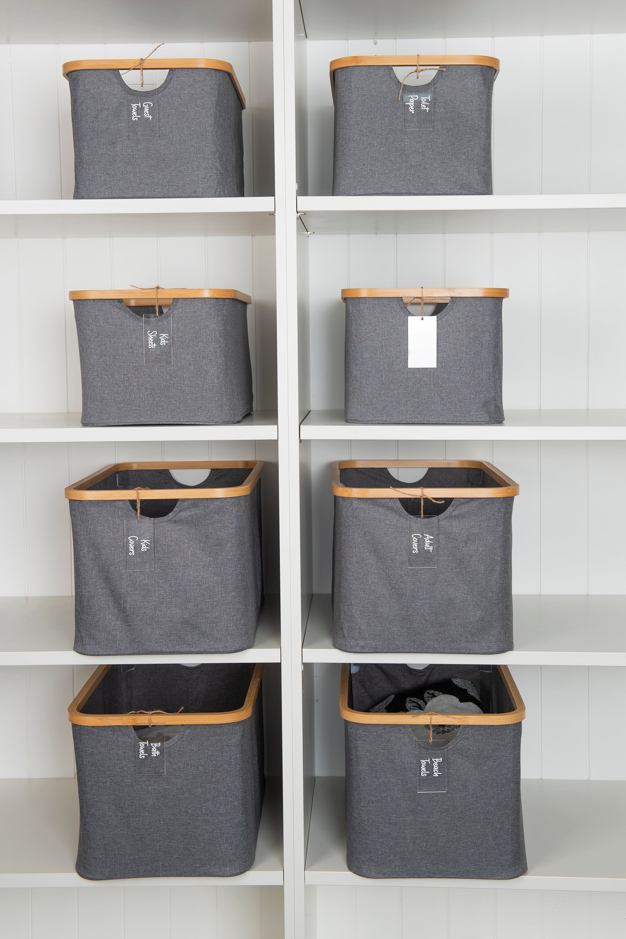 Dark Grey Linen Basket - Medium