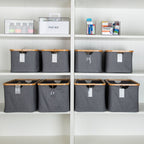 Dark Grey Linen Basket - Medium