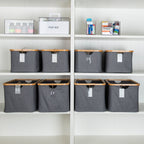 Dark Grey Linen Basket - Large